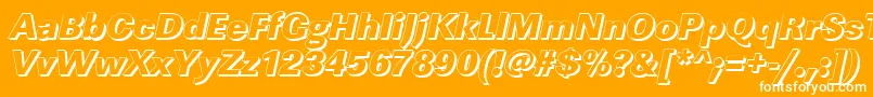 LinearshHeavyItalic-fontti – valkoiset fontit oranssilla taustalla