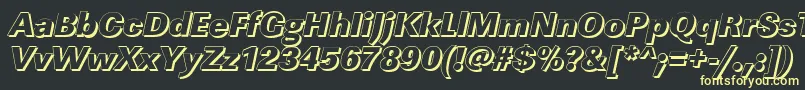 フォントLinearshHeavyItalic – 黒い背景に黄色の文字