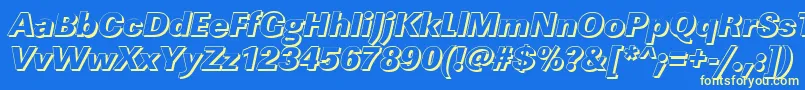 フォントLinearshHeavyItalic – 黄色の文字、青い背景