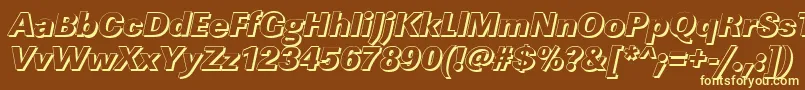 LinearshHeavyItalic-fontti – keltaiset fontit ruskealla taustalla