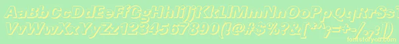 LinearshHeavyItalic-fontti – keltaiset fontit vihreällä taustalla