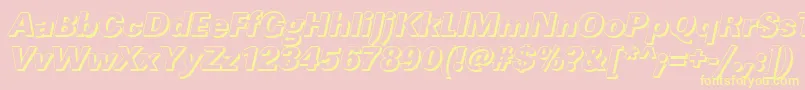 Police LinearshHeavyItalic – polices jaunes sur fond rose