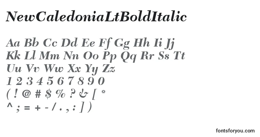 Schriftart NewCaledoniaLtBoldItalic – Alphabet, Zahlen, spezielle Symbole