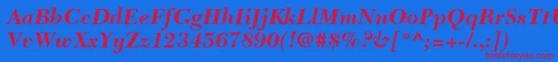 NewCaledoniaLtBoldItalic Font – Red Fonts on Blue Background