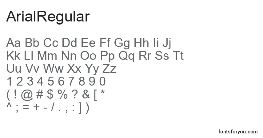 A fonte ArialRegular – alfabeto, números, caracteres especiais