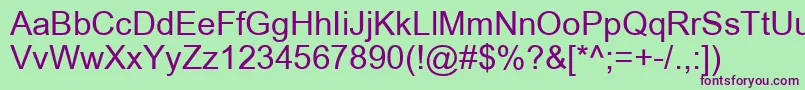 ArialRegular Font – Purple Fonts on Green Background