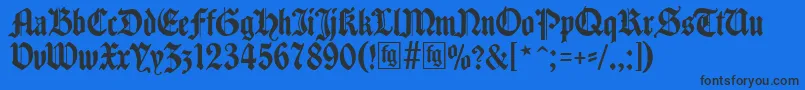 Traditio-Schriftart – Schwarze Schriften auf blauem Hintergrund