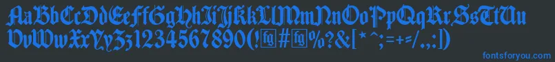 フォントTraditio – 黒い背景に青い文字
