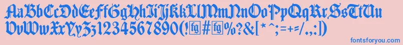 フォントTraditio – ピンクの背景に青い文字