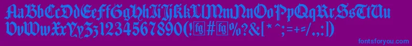 Traditio-Schriftart – Blaue Schriften auf violettem Hintergrund
