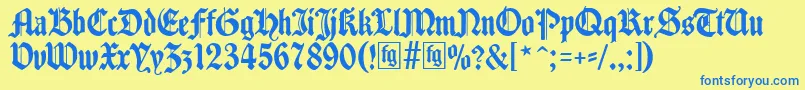 Traditio-Schriftart – Blaue Schriften auf gelbem Hintergrund