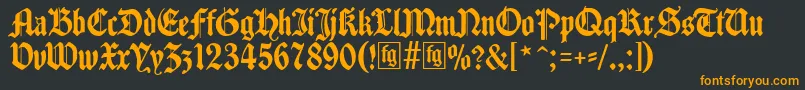 フォントTraditio – 黒い背景にオレンジの文字