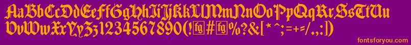 Traditio-Schriftart – Orangefarbene Schriften auf violettem Hintergrund
