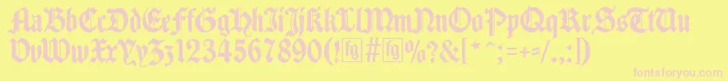 Traditio-fontti – vaaleanpunaiset fontit keltaisella taustalla