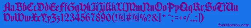 Traditio-Schriftart – Violette Schriften auf blauem Hintergrund