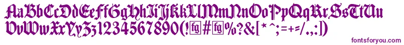 フォントTraditio – 白い背景に紫のフォント