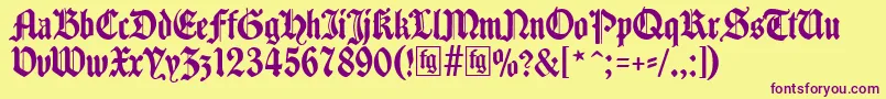 Traditio-fontti – violetit fontit keltaisella taustalla