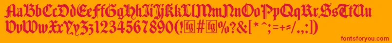 フォントTraditio – オレンジの背景に赤い文字