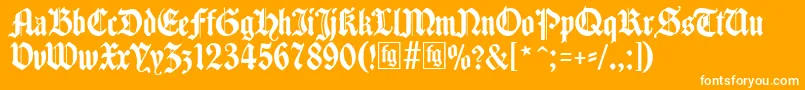 Traditio-Schriftart – Weiße Schriften auf orangefarbenem Hintergrund