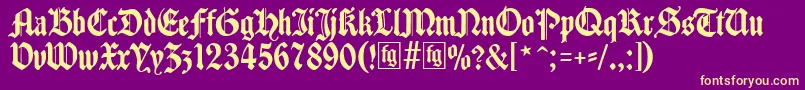 Traditio-fontti – keltaiset fontit violetilla taustalla