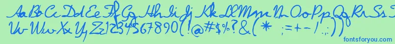 Dpscript-Schriftart – Blaue Schriften auf grünem Hintergrund