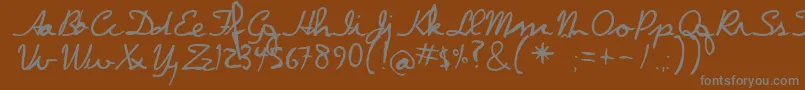 Dpscript-Schriftart – Graue Schriften auf braunem Hintergrund