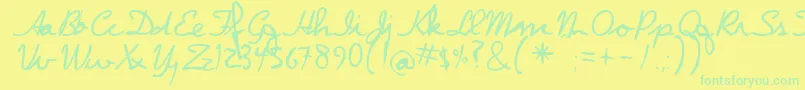 Dpscript Font – Green Fonts on Yellow Background