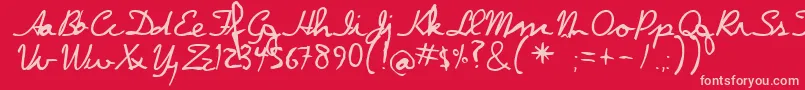 フォントDpscript – 赤い背景にピンクのフォント