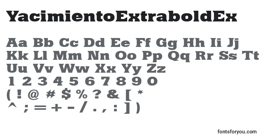YacimientoExtraboldExフォント–アルファベット、数字、特殊文字
