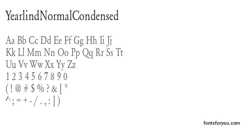 Schriftart YearlindNormalCondensed – Alphabet, Zahlen, spezielle Symbole