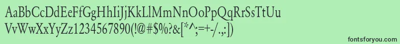 YearlindNormalCondensed-fontti – mustat fontit vihreällä taustalla