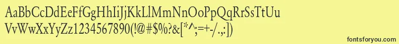 YearlindNormalCondensed-fontti – mustat fontit keltaisella taustalla