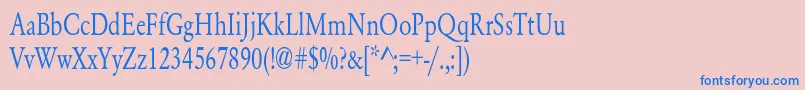 YearlindNormalCondensed-Schriftart – Blaue Schriften auf rosa Hintergrund