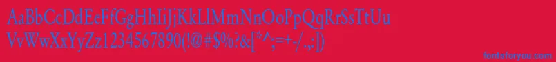 YearlindNormalCondensed-Schriftart – Blaue Schriften auf rotem Hintergrund