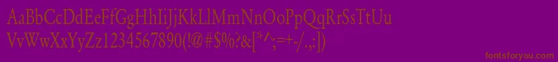YearlindNormalCondensed-fontti – ruskeat fontit violetilla taustalla