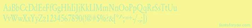 フォントYearlindNormalCondensed – 黄色い背景に緑の文字