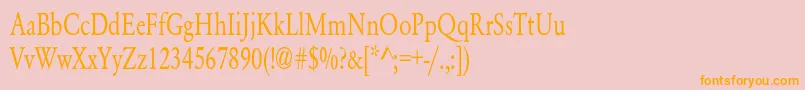 Fonte YearlindNormalCondensed – fontes laranjas em um fundo rosa