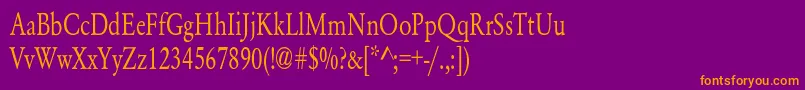 フォントYearlindNormalCondensed – 紫色の背景にオレンジのフォント