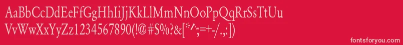 YearlindNormalCondensed-Schriftart – Rosa Schriften auf rotem Hintergrund