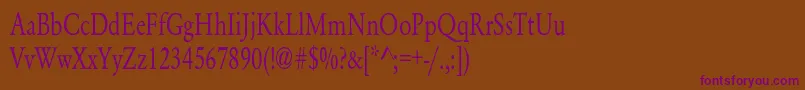 YearlindNormalCondensed-fontti – violetit fontit ruskealla taustalla