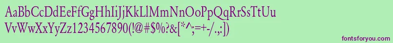 YearlindNormalCondensed-fontti – violetit fontit vihreällä taustalla
