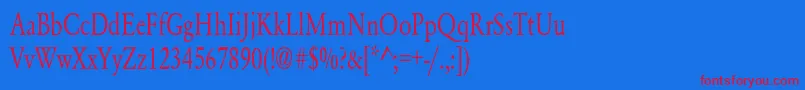 フォントYearlindNormalCondensed – 赤い文字の青い背景