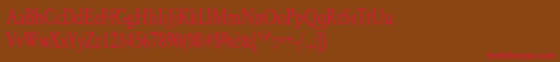 YearlindNormalCondensed-fontti – punaiset fontit ruskealla taustalla