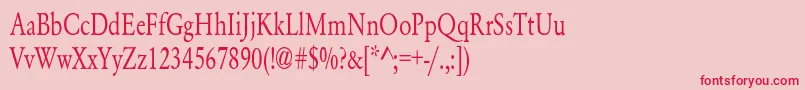 YearlindNormalCondensed-fontti – punaiset fontit vaaleanpunaisella taustalla