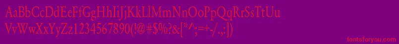 YearlindNormalCondensed-Schriftart – Rote Schriften auf violettem Hintergrund