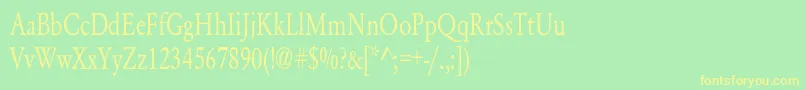 YearlindNormalCondensed-fontti – keltaiset fontit vihreällä taustalla