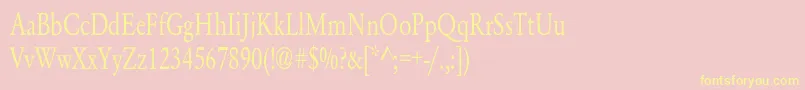 YearlindNormalCondensed-fontti – keltaiset fontit vaaleanpunaisella taustalla