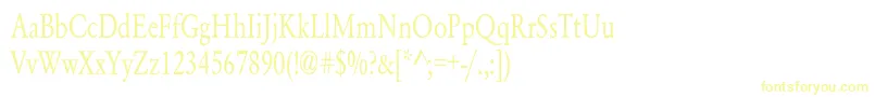 YearlindNormalCondensed-fontti – keltaiset fontit valkoisella taustalla