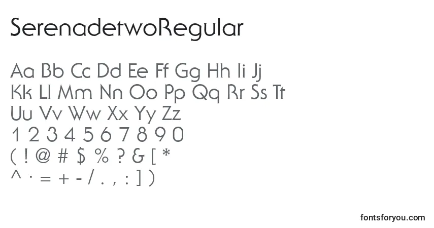 Czcionka SerenadetwoRegular – alfabet, cyfry, specjalne znaki