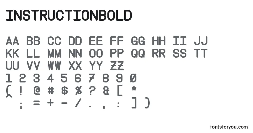 A fonte InstructionBold – alfabeto, números, caracteres especiais